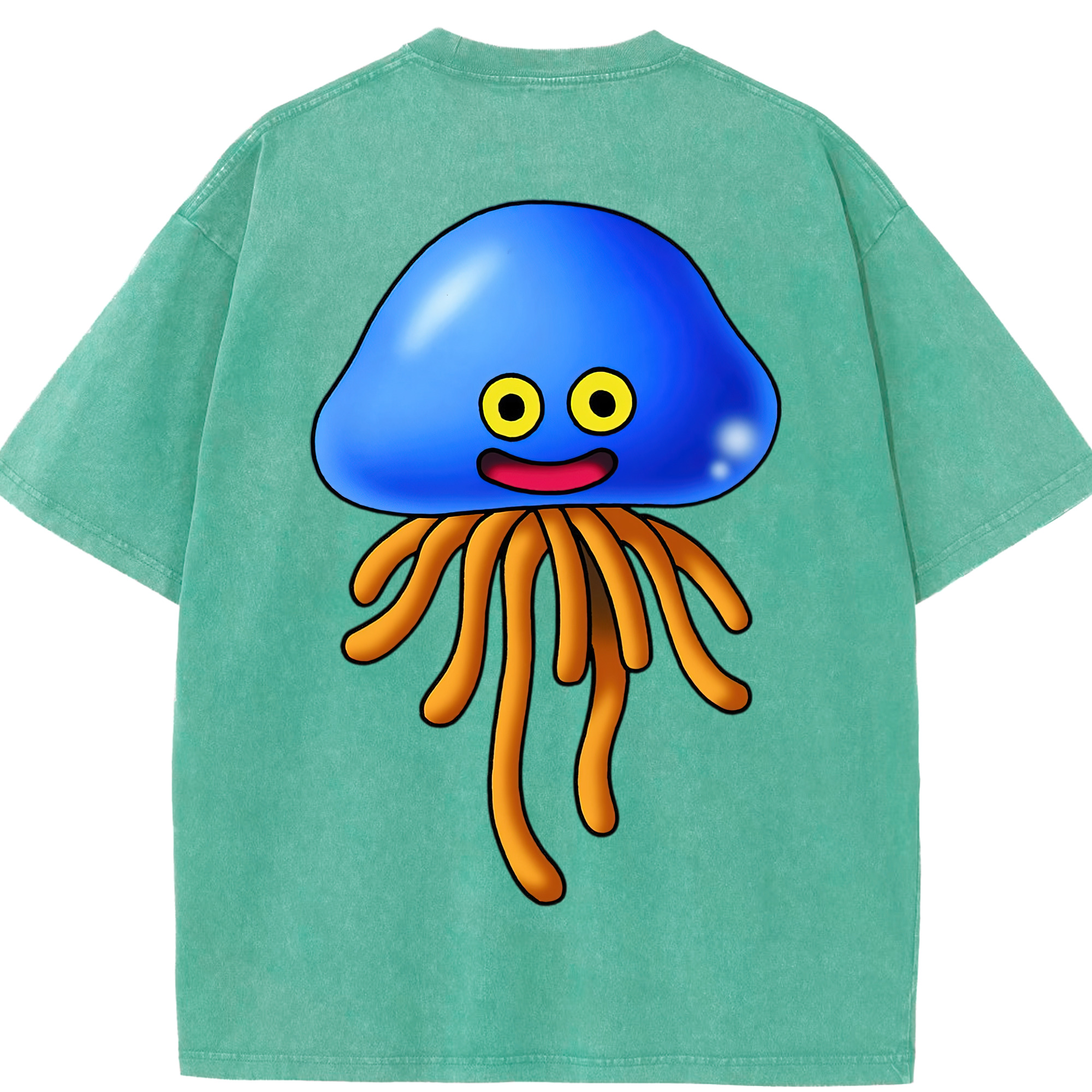 （画像用） ドラゴンクエスト Doragon Kuesuto Dragon Quest 綿100% ヴィンテージ風 半袖Tシャツ（背面プリント）